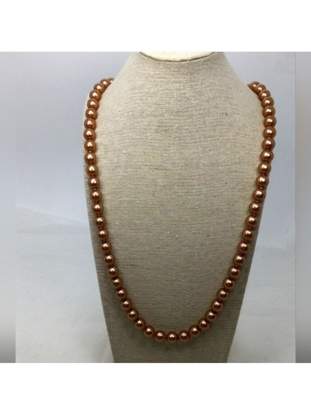 Vintage Joan Rivers Rose Gold Beaded Necklace NWOT 30"